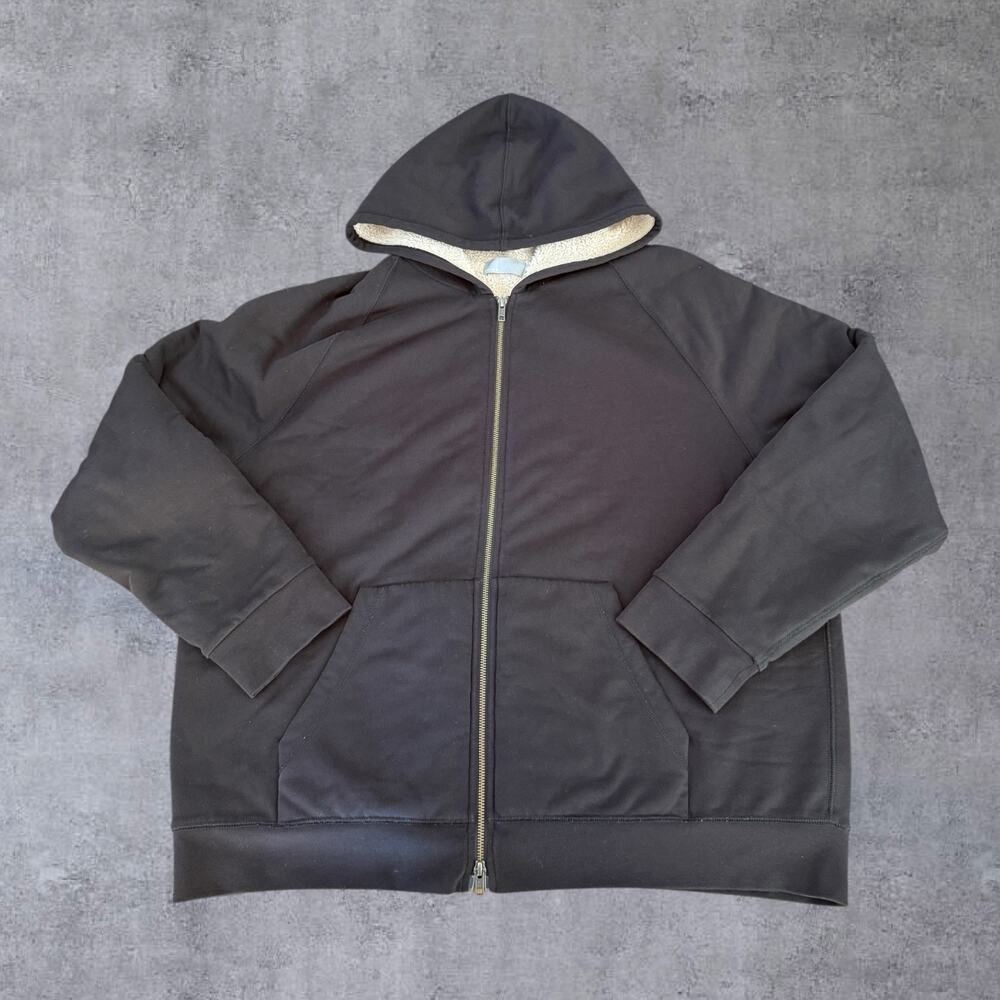 Vince Mens XXL Sherpa Lined Full Zip Hoodie Jacket Heavyweight Sweatshirt Black⁠
